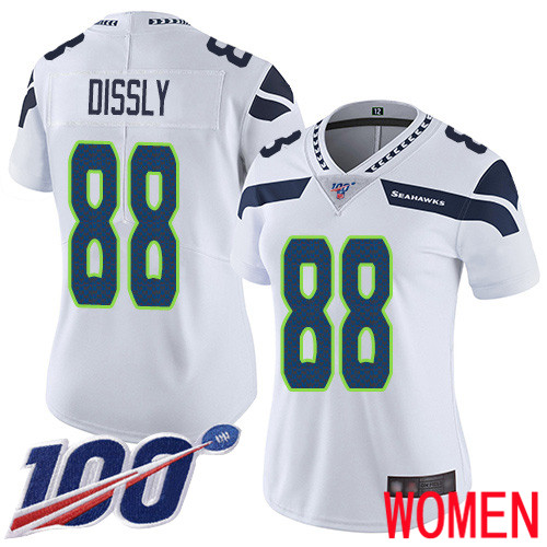 Seattle Seahawks Limited White Women Will Dissly Road Jersey NFL Football #88 100th Season Vapor Untouchable